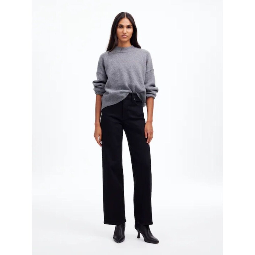 Madewell Petite Perfect Vintage Wide-Leg Jean Black Rinse Super Stretch SZ 25P